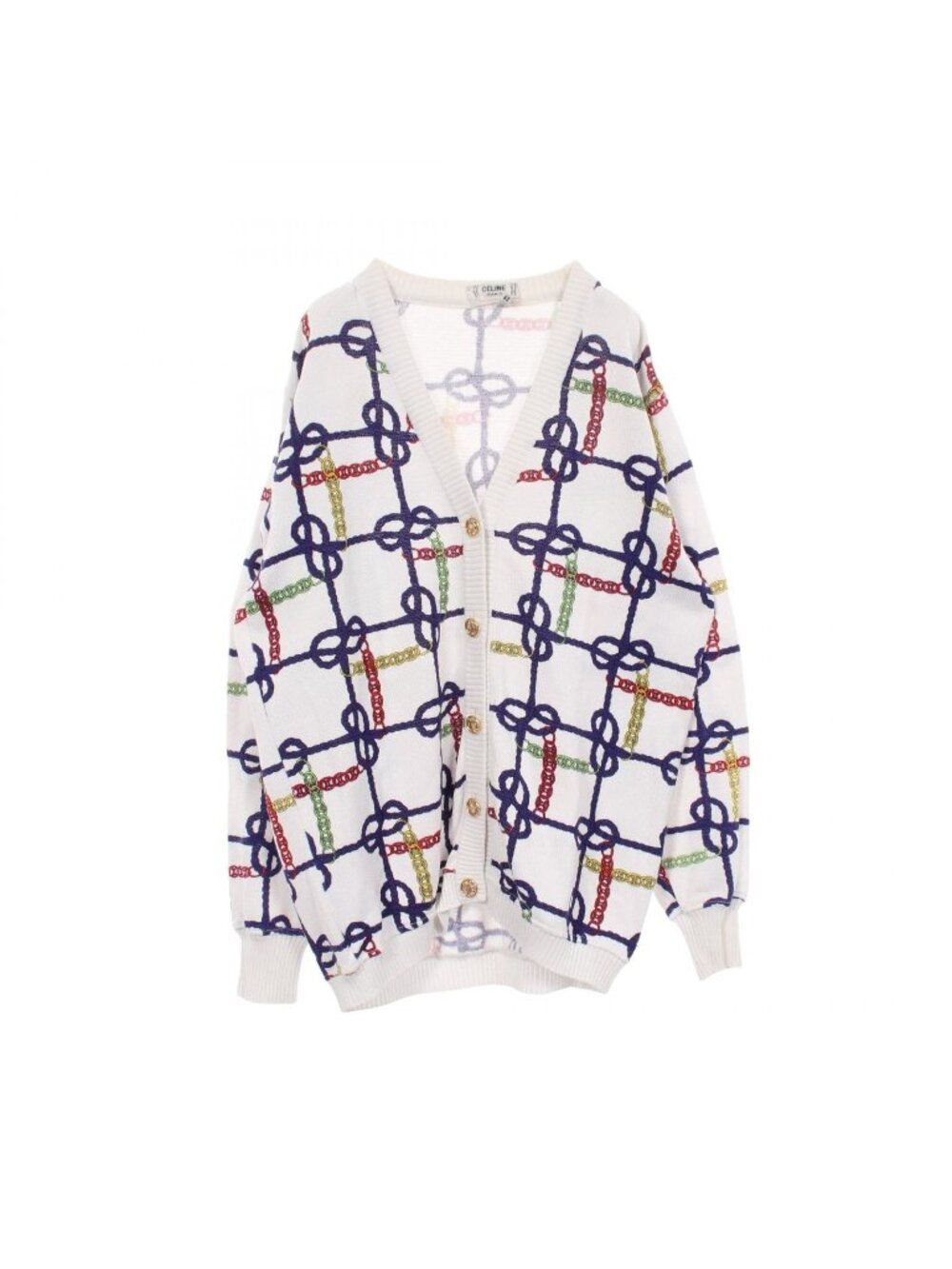 Celine Cardigan Chain Pattern Cotton